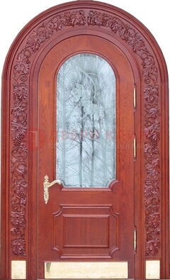 Толстая металлическая арочная дверь со стеклом ДА-20 в Ступино