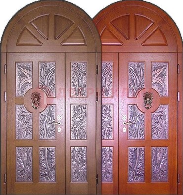 Металлическая арочная дверь со стеклом ДА-28 в коттедж в Ступино