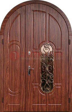 Арочная двухстворчатая стальная дверь Винорит ДА-54 в Ступино