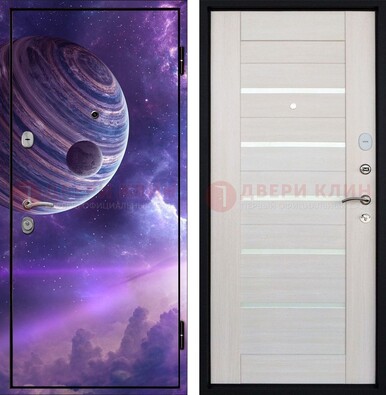 Стальная дверь с фотопечатью планеты ДФ-19 в Ступино