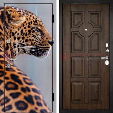 Металлическая дверь с фотопечатью леопарда ДФ-26 в Ступино