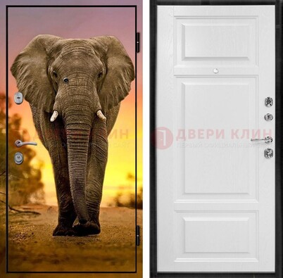 Металлическая дверь с фотопечатью слона ДФ-30 в Ступино