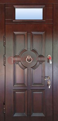 Стальная дверь с фрамугой в классическом стиле ДФГ-18 в Ступино