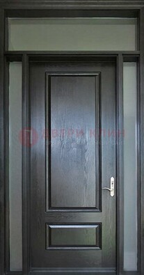 Черная металлическая дверь с фрамугами и стеклом ДФГ-24 в Ступино