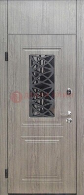 Металлическая дверь Винорит стекло и ковка с фрамугой ДФГ-33 в Ступино