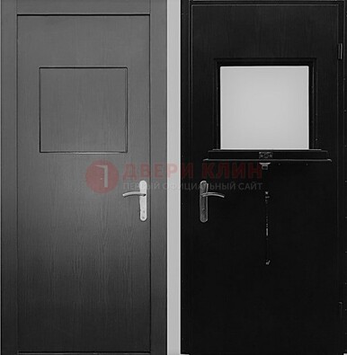 Черная стальная дверь в кассу ламинат внутри ДКС-3 в Ступино