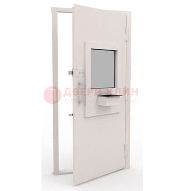Белая металлическая дверь в кассу с нитроэмалью ДКС-4 в Ступино