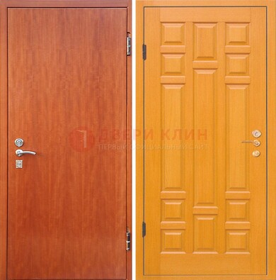 Оранжевая входная дверь с ламинатом МДФ внутри ДЛ-21 в Ступино