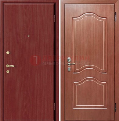 Красная металлическая дверь с ламинатом МДФ внутри ДЛ-8 в Ступино
