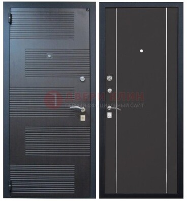 Темная металлическая дверь с МДФ ДМ-105 в деревянный дом в Ступино