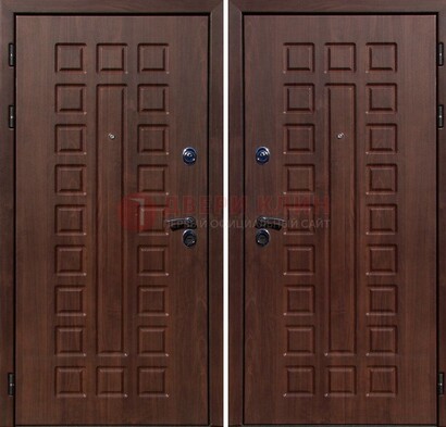 Коричневая железная дверь с МДФ снаружи ДМ-113 в Дубне