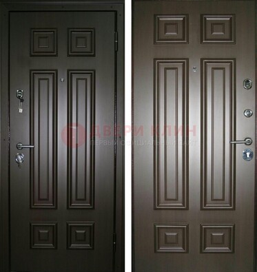 Темная металлическая дверь с МДФ ДМ-136 в квартиру в Ступино