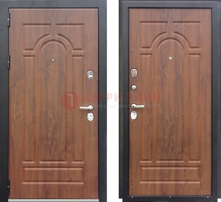 Коричневая железная дверь с МДФ ДМ-137 в Ступино