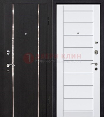 Черная входная дверь с МДФ и декоративными вставками ДМ-143 в Ступино
