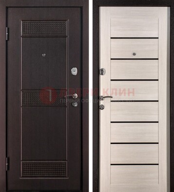 Темная стальная дверь с МДФ ДМ-147 для улицы в Ступино