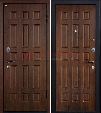 Коричневая металлическая дверь с МДФ ДМ-156 для квартиры в Ступино