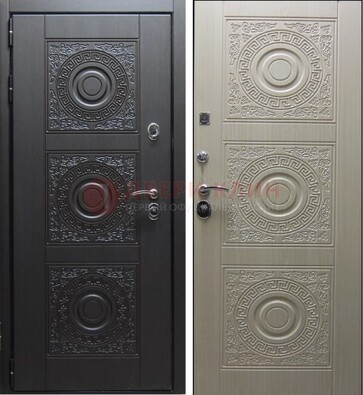 Темная стальная дверь с МДФ ДМ-161 для коттеджа в Ступино