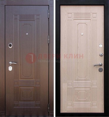 Коричневая входная дверь с МДФ ДМ-173 для кирпичного дома в Ступино