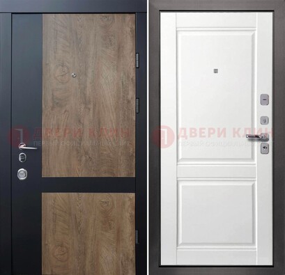 Черно-коричневая входная дверь с терморазрывом и МДФ ДМ-192 в Ступино