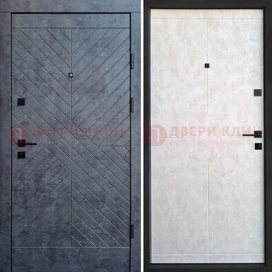 Серая железная дверь с филенчатой МДФ ДМ-217 в Ступино
