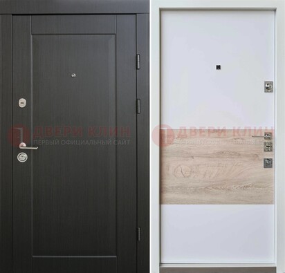 Черная металлическая дверь с белой МДФ внутри ДМ-230 в Ступино