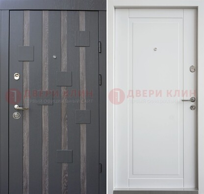 Темная металлическая дверь c белом МДФ внутри ДМ-231 в Ступино