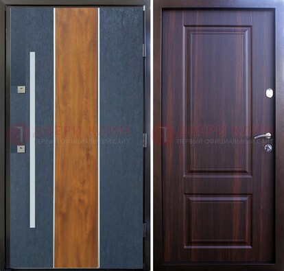 Современная входная дверь и с коричневой МДФ внутри ДМ-236 в Ступино