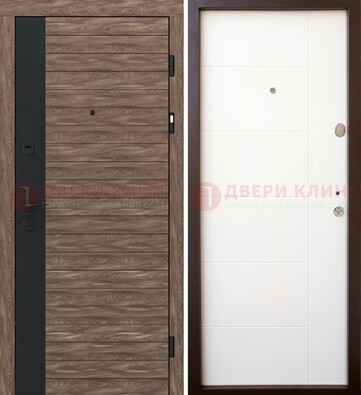 Коричневая входная дверь с черной вставкой МДФ ДМ-239 в Ступино