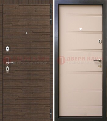 Коричневая  железная дверь c фрезерованной МДФ ДМ-248 в Ступино
