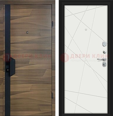 Стальная коричневая дверь МДФ c черной вставкой ДМ-267 в Ступино