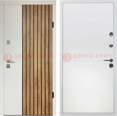 Белая с коричневой вставкой филенчатая дверь МДФ ДМ-278 в Ступино