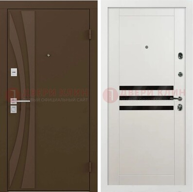 Стальная коричневая дверь с МДФ панелями ДМ-293 в Ступино