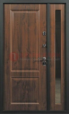 Темная железная дверь с панелью МДФ с зеркалом ДМ-338 в Ступино