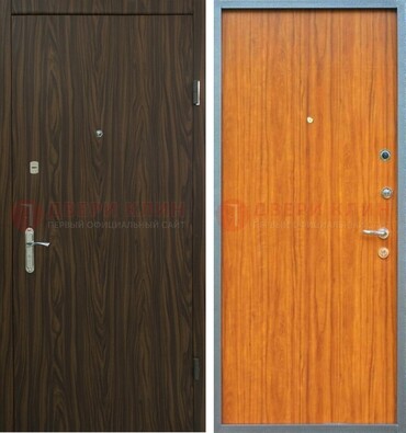Коричневая одностворчатая стальная дверь с МДФ ДМ-341 в Ступино