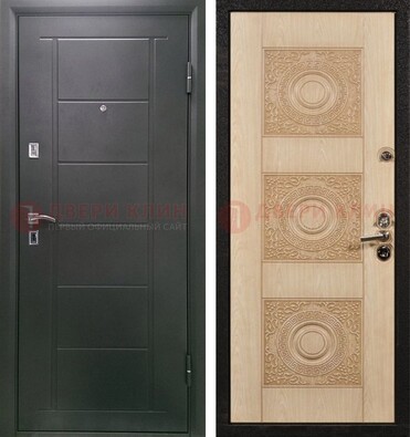 Темная железная дверь с МДФ в квартиру ДМ-344 в Ступино
