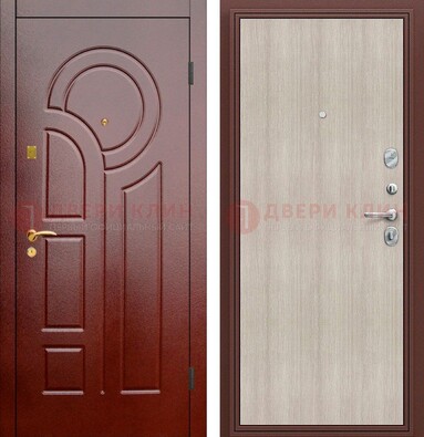Красная металлическая дверь с МДФ панелями ДМ-368 в Ступино