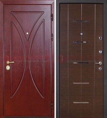Темно-красная железная дверь с МДФ ДМ-370 в Ступино
