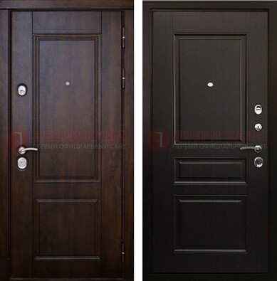 Классическая железная дверь с темными МДФ панелями ДМ-390 в Ступино