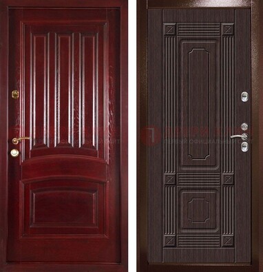 Красная стальная дверь с филенчатой МДФ ДМ-398 в Ступино