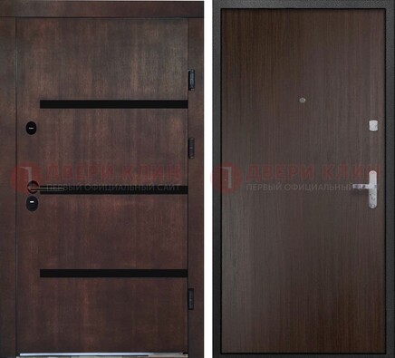 Темная стальная дверь с МДФ в стиле хайтек ДМ-414 в Ступино