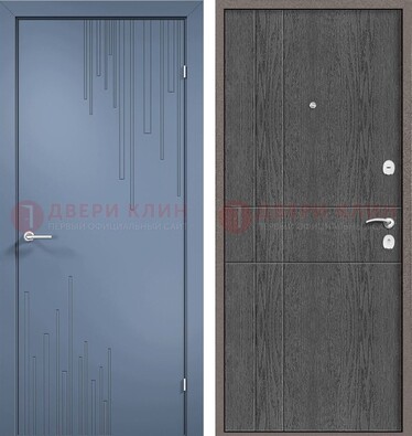 Синяя металлическая дверь МДФ в квартиру ДМ-434 в Ступино