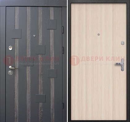 Черная железная дверь с МДФ в квартиру ДМ-448 в Ступино