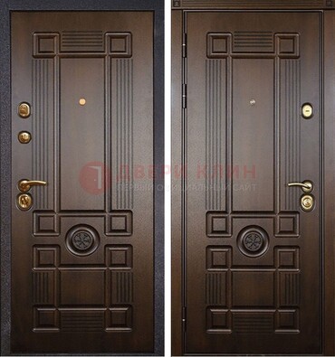 Квартирная коричневая железная дверь с МДФ ДМ-45 в Ступино