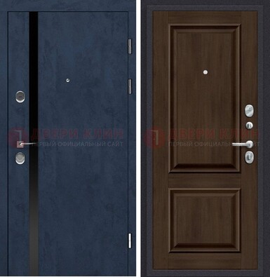 Синяя входная дверь МДФ с обеих сторон ДМ-473 в Ступино