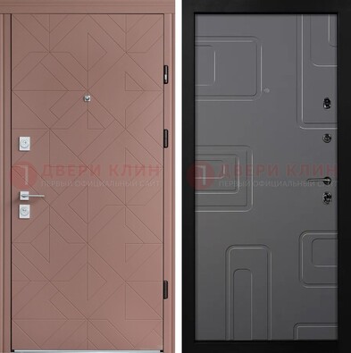 Красная стальная дверь в квартиру с МДФ хайтек ДМ-493 в Ступино