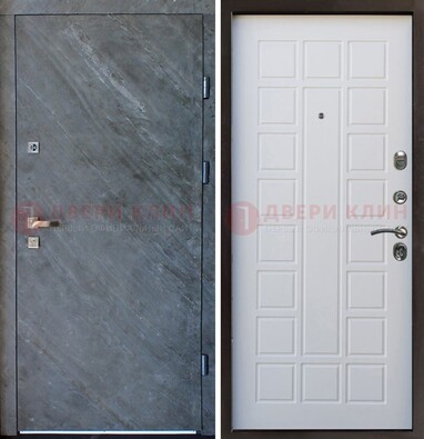 Железная дверь с МДФ серая и белая ДМ-505 в Ступино