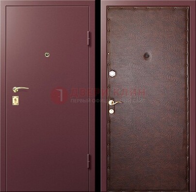 Бордовая железная дверь с нитроэмалью ДН-1 в Ступино