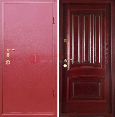 Красная металлическая дверь с порошковым напылением ДП-165 в Ступино