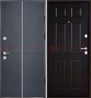 Железная дверь с порошковым покрытием и отделкой Темный орех внутри ДП-211 в Ступино