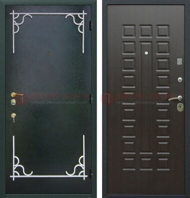Темная входная дверь с порошковым покрытием и МДФ венге ДП-223 в Ступино